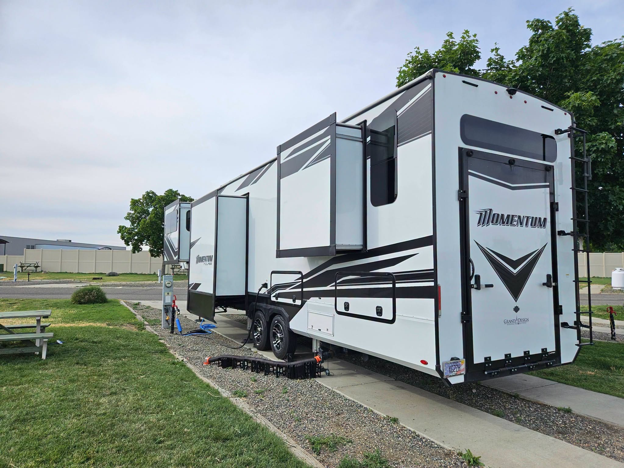 Momentum fifth-wheel RV with slides extended after cleaning
